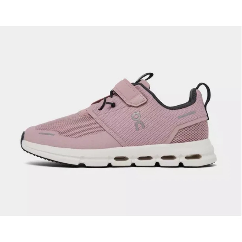 On Cloud Play Sneakers Kids Girls Size 2 Pink Zephyr/White Shoes NEW